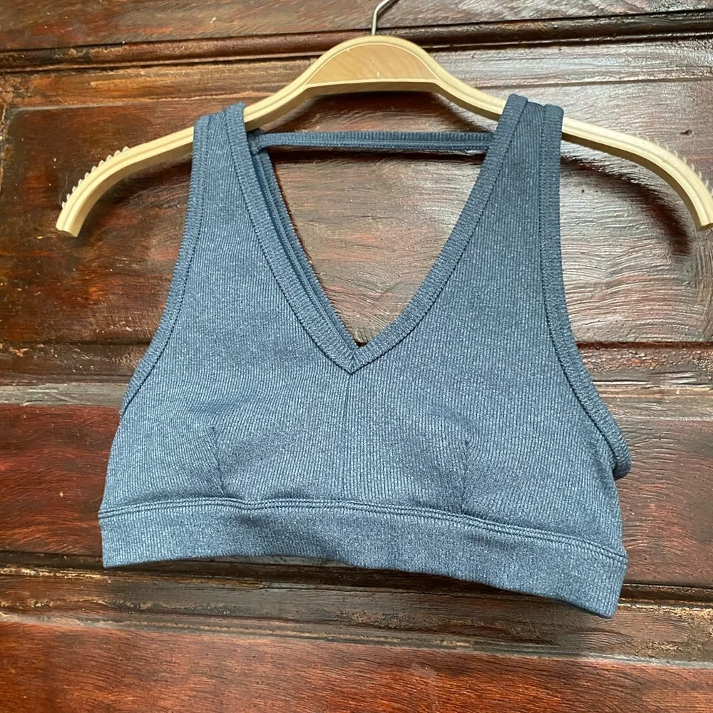 ALO Yoga Blue Cross-Back Sports Bra